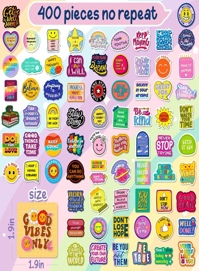 WAKEMOODEI 400PCS Motivational Stickers for Kids Adults, Inspirational Vinyl Stickers Positive Affirmation Decals for Water Bottle Journal Laptop Classroom Decor Incentives - Image 2